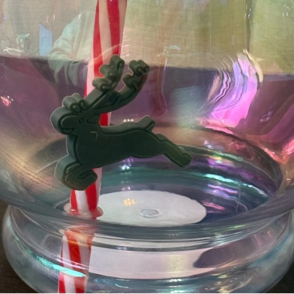 3 for $15 SALE Target Bullseye Reindeer Christmas Iridescent Cup w/ straw